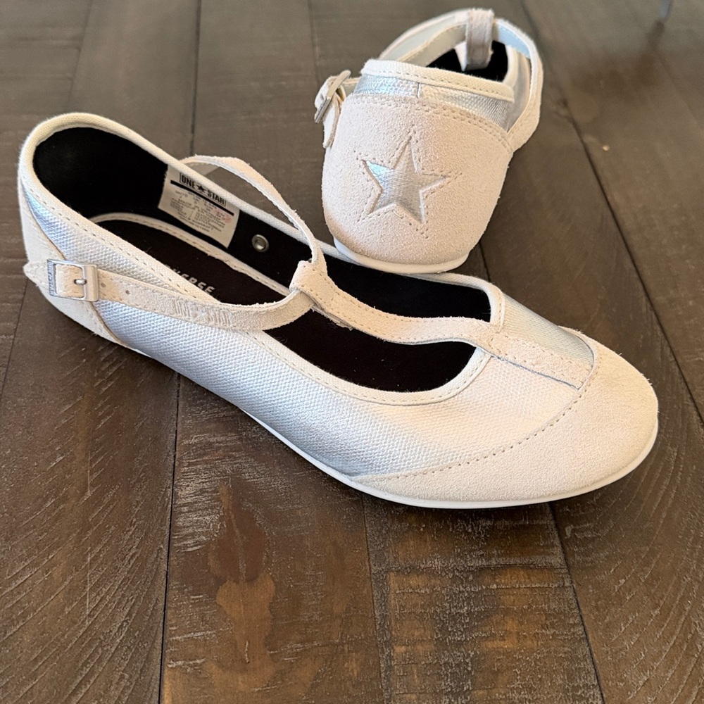 Converse Women's Cream Star T-Strap Flats